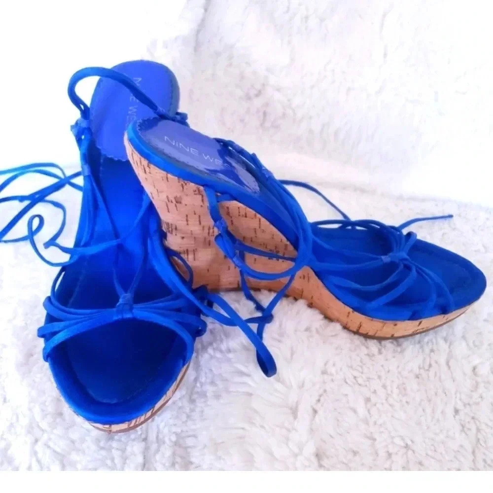 Nine West Blue Wedge Sandals